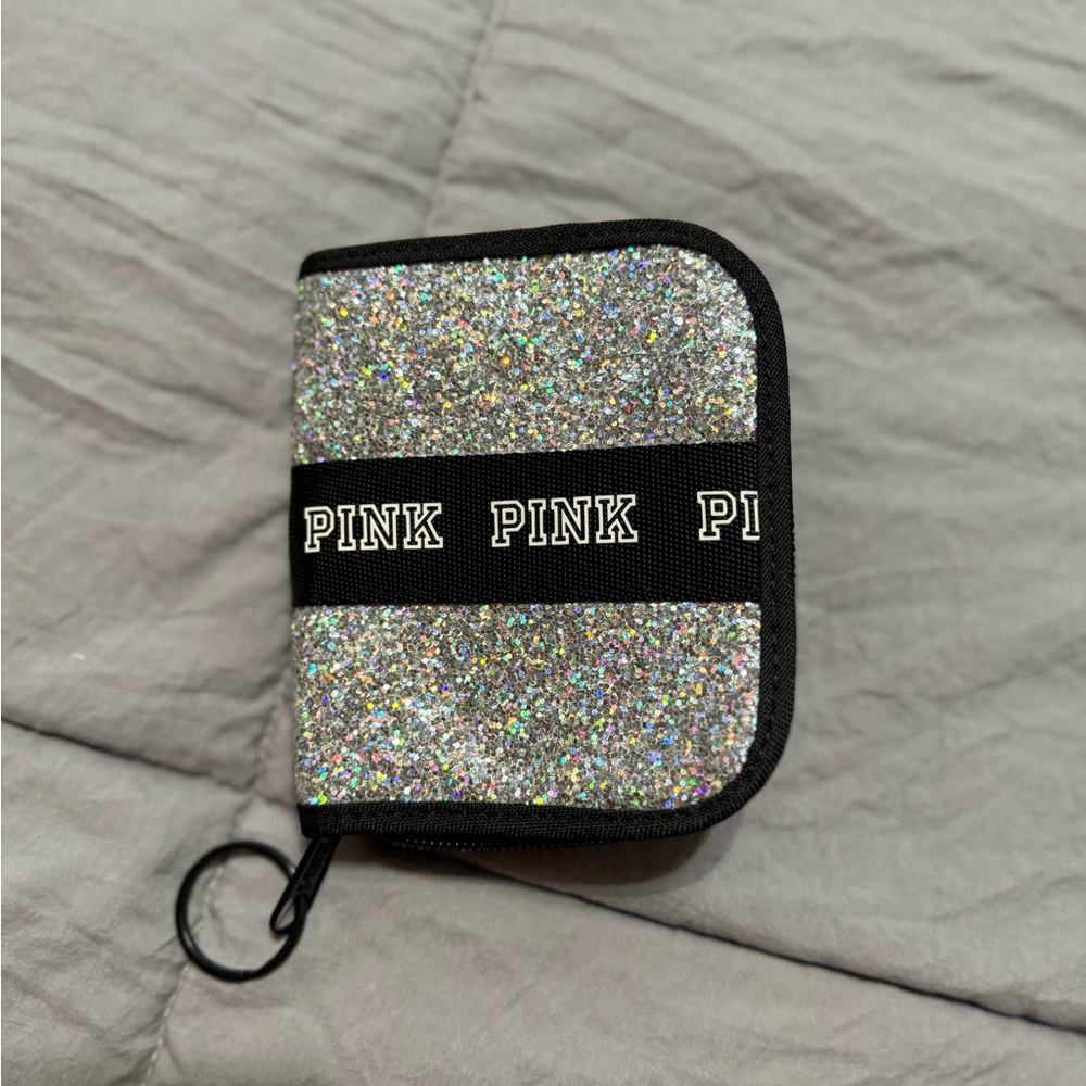 PINK Victoria's Secret Glitter Wallet - Silver and Black